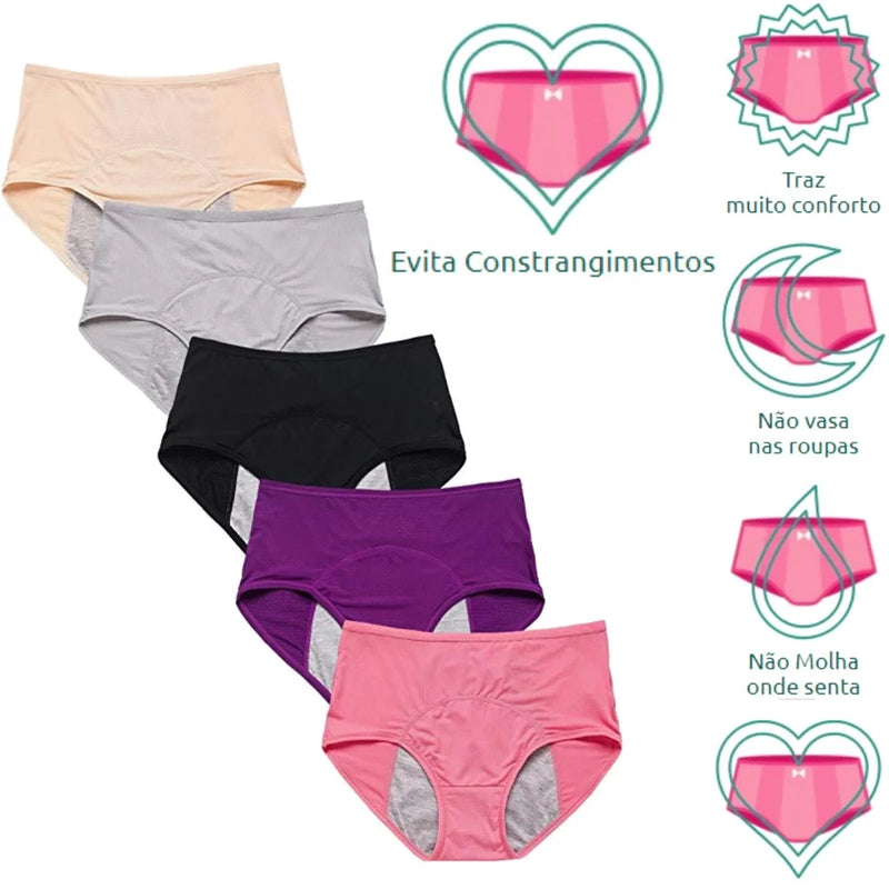 Calcinha Menstrual Absorvente de Algodão Impermeável