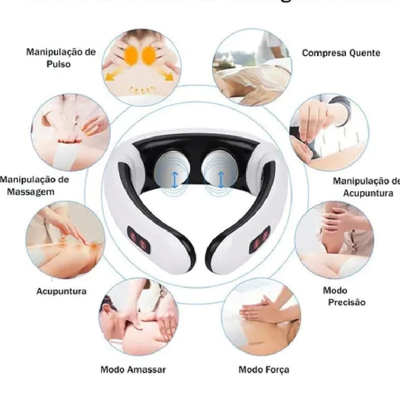 Aparelho Massageador de Pescoço Corpo Com Eletrodos Massagem Relaxante Fisioterapia