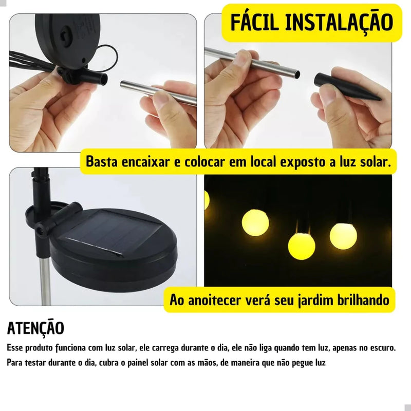 Luminaria De Jardim Em Forma De Vagalume Placa Solar Espeto Luz Led Decoração